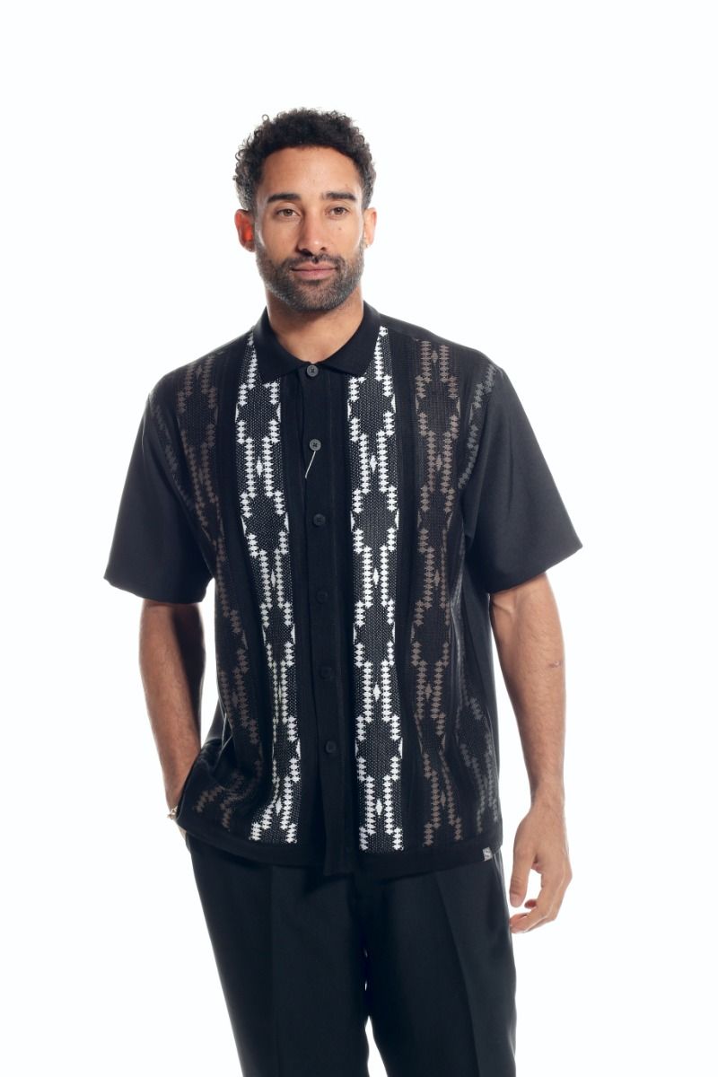 Silversilk Men s 2 Piece Short Sleeve Walking Suit Chain Pattern