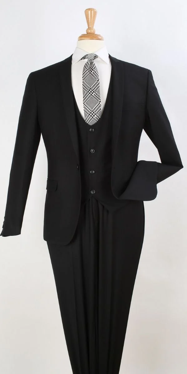 Royal Diamond Men's 3 Piece Slim Outlet Fashion Suit - Low Cut Vest