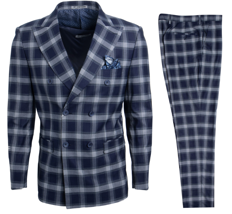 Stacy Adams Men's Outlet 3 Piece Executive Slim Suit - Vibrant Plaid