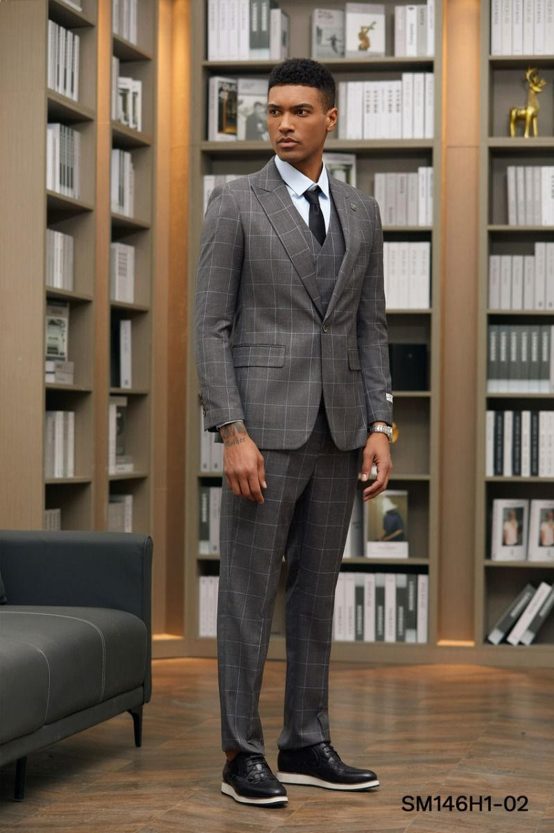 Stacy Adams Men's 3 Piece Hybrid Fit Suit - Tone on Tone Stripe main image 1