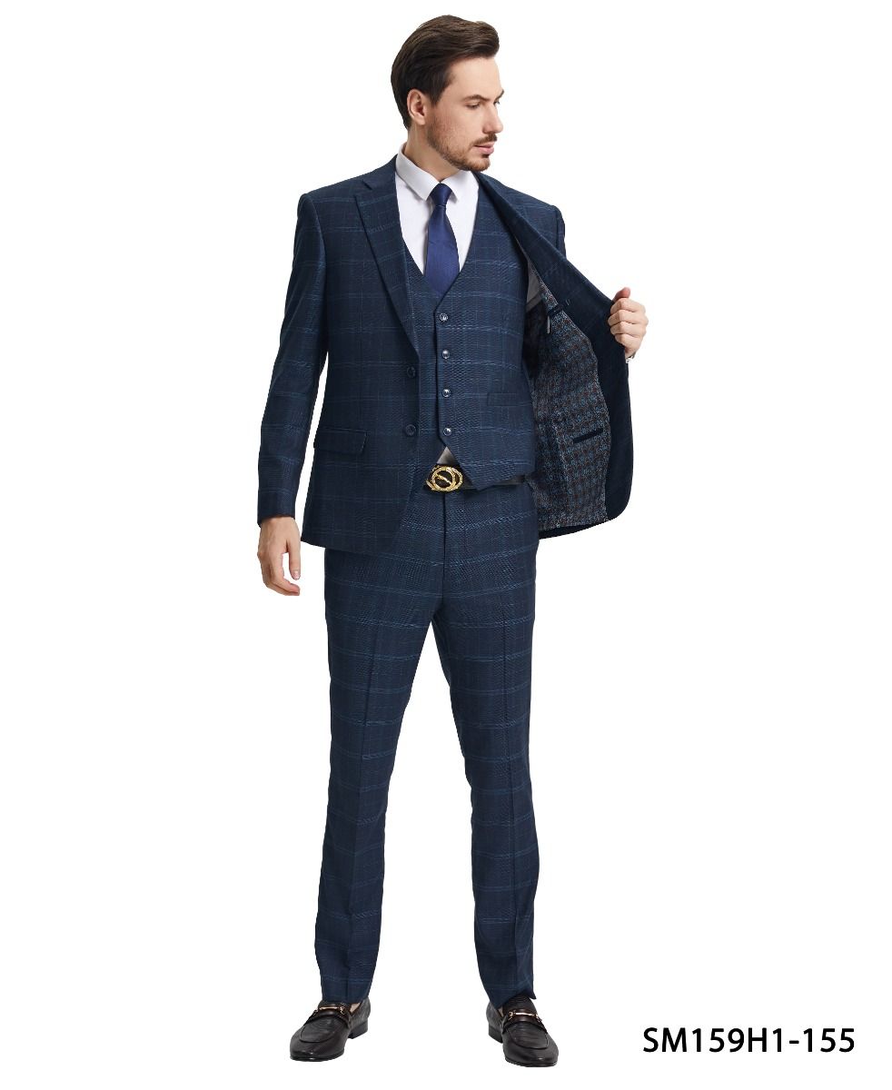 CCO Men's Outlet 3 Piece Hybrid Fit Suit - Bold Plaid
