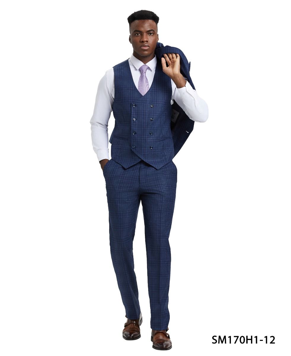 Stacy Adams Suit Fashionable Vest Eggplant Purple Big Lapels 3 Piece main image 0