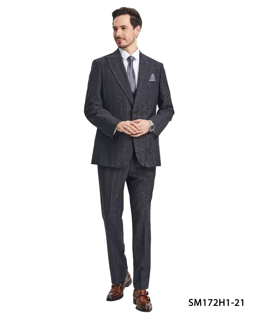 Stacy Adams Men's 3 Piece Hybrid Suit UShaped Vest