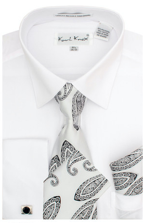 Karl Knox Men's Outlet French Cuff Shirt Set - Gradient Jacquard
