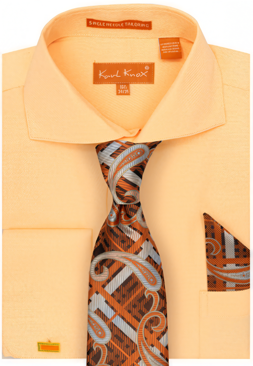NTFRV4906 Classic Peach Cotton and poly Men's French Cuff Herringbone Stripe Best Cheap Priced Designer Sale Men's Dress Shirt main image 0