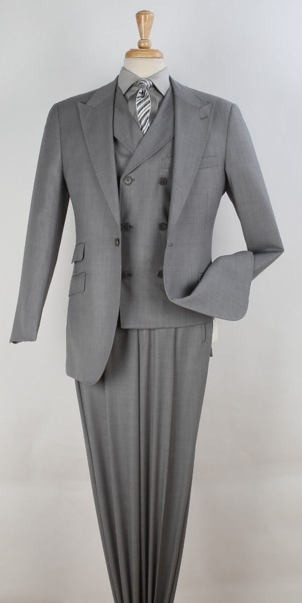 Apollo King Men's Outlet 3pc 100% Wool Suit - 6 Button High Fashion Vest