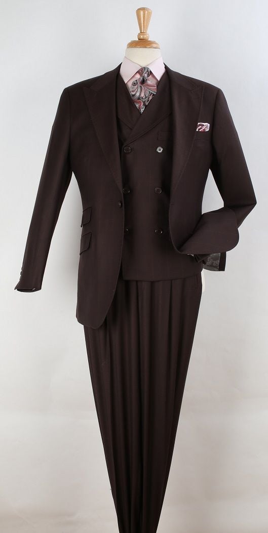 Apollo King Men's 3pc 100% Wool Suit - 6 Button High Fashion Vest