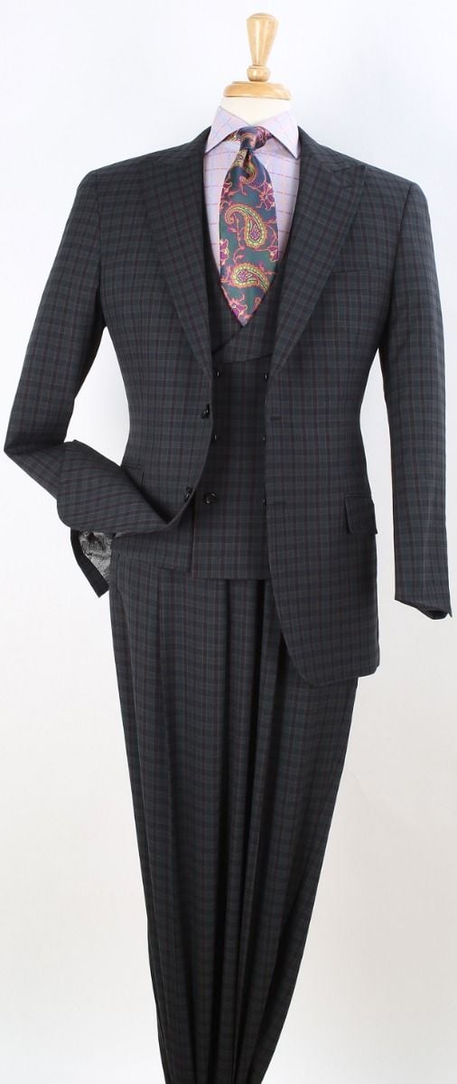 Apollo King Men's 3pc 100% Wool Fashion Suit - Stylish Shawl Vest