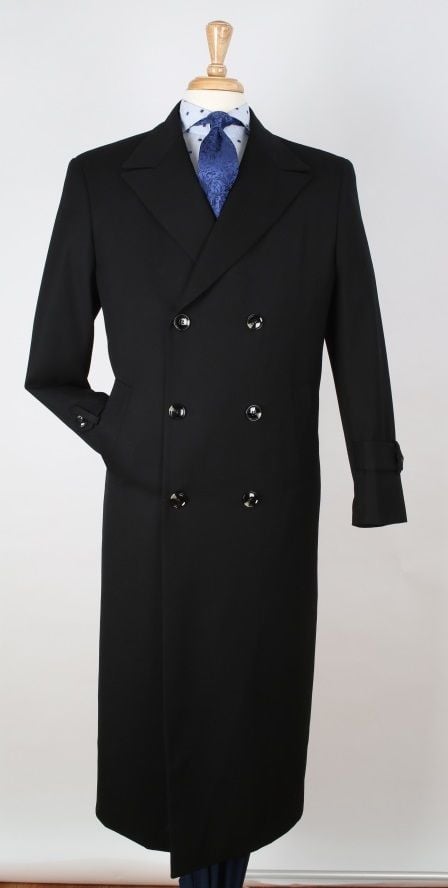 Apollo King Men's Outlet Wool Gabardine Top Coat - Trench Coat Style