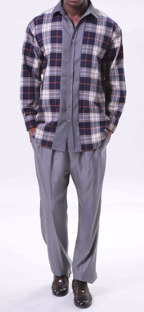 Luxton Men's 2pc Long Sleeve Walking Suit - Fashion Plaid