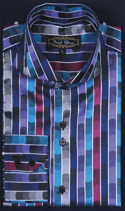 Daniel Ellissa Men's Outlet Fashion Dress Shirt - Multi Brick Print