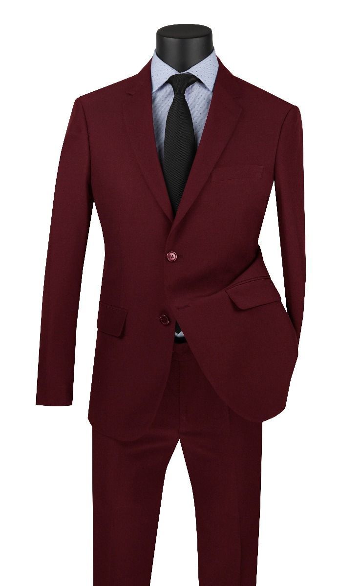 SMB Couture Men's 2 Piece Executive Suit - Solid Burgundy