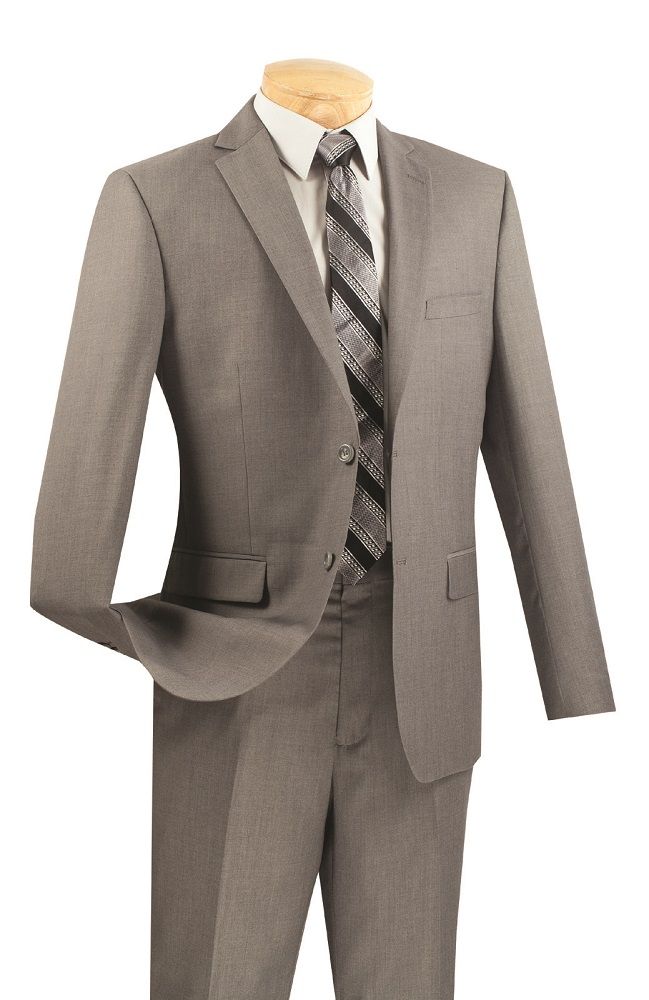 Vinci Men's 2 Piece Wool Feel Slim Fit Suit - Refined Solid