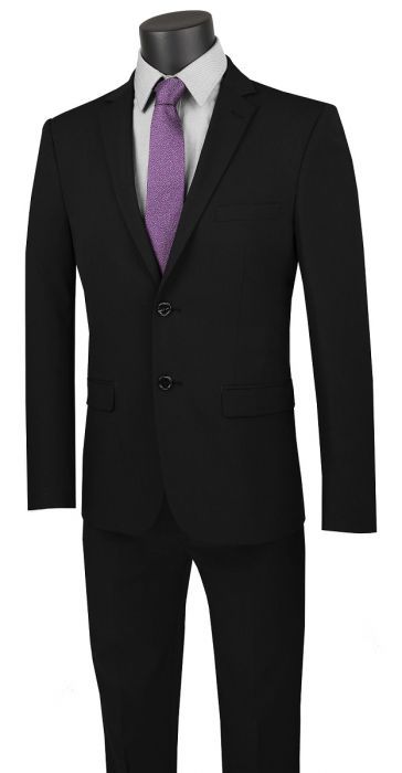 Vinci Men's 2 Piece Wool Feel Slim Outlet Suit - Classic Business