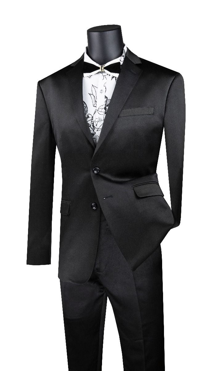 Vinci Men's Outlet Wool Feel 2 Piece Ultra Slim Fit Suit - Sleek Sharkskin