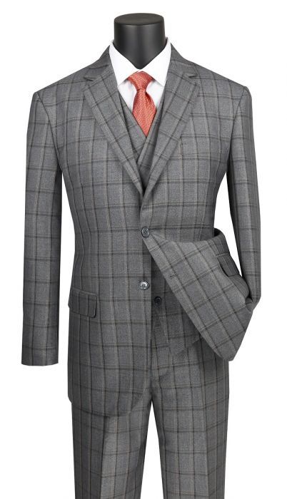 Vinci Men's 3 Piece Executive Outlet Suit - Double Breasted Vest
