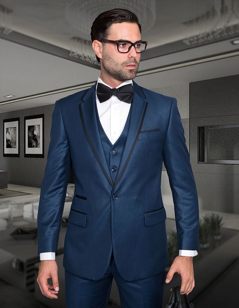 Statement Men's 3 Piece Modern Fit Fashion Suit - Two Tone