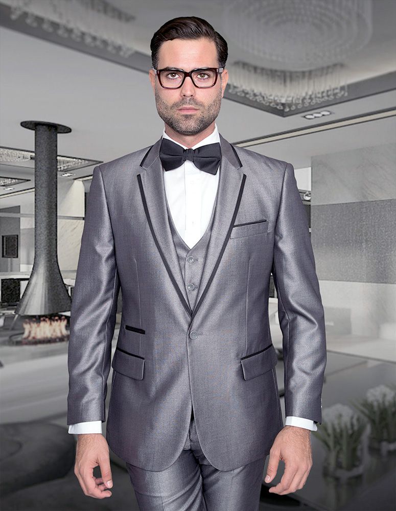 Statement Men's 3 Piece Modern Fit Fashion Suit - Two Tone