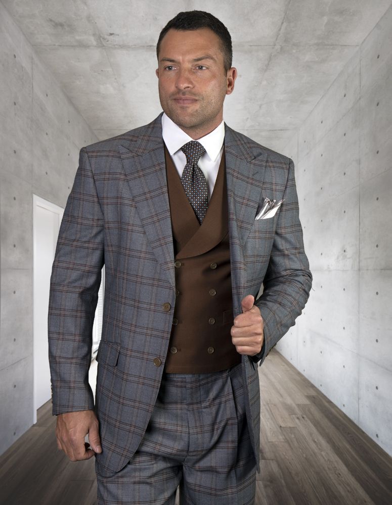 Statement Men's 100% Wool 3 Piece Suit - Fashion Two Tone