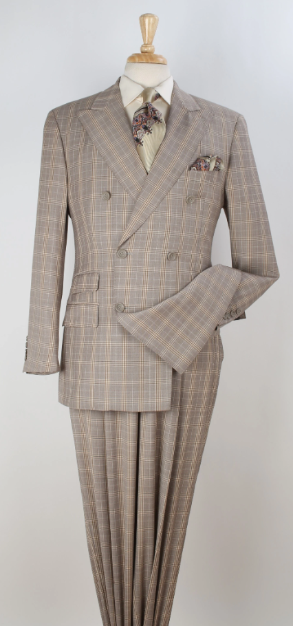 Apollo King Men's Outlet 3 Piece 100% Wool Suit - Fashion Windowpane