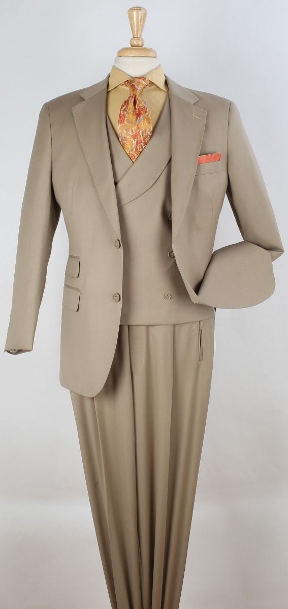 Apollo King Men's Outlet 3pc 100% Wool Fashion Suit - Matching Vest