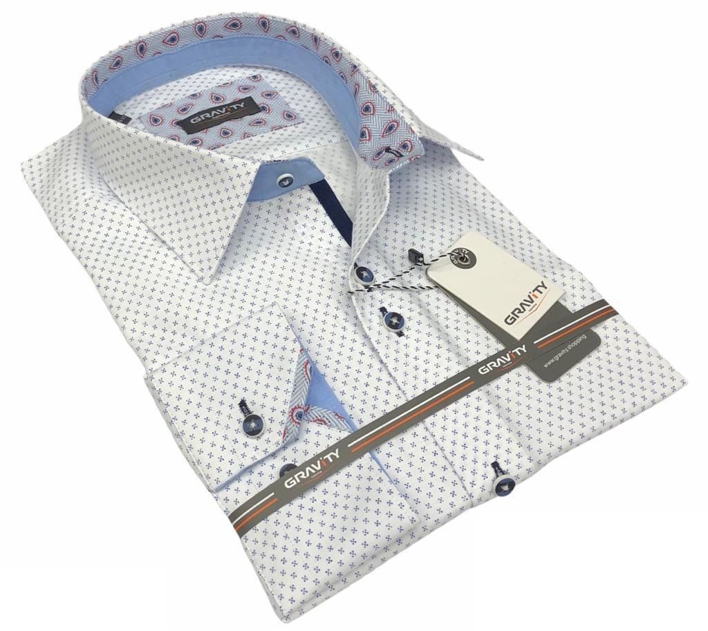 Gravity by Statement Men's Long Sleeve 100% Cotton Shirt - Unique Patterns