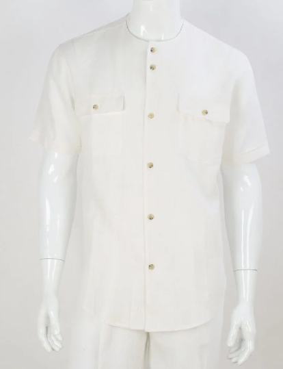 Apollo King Men's Outlet Short Sleeve Linen Walking Suit- Button Down Shirt