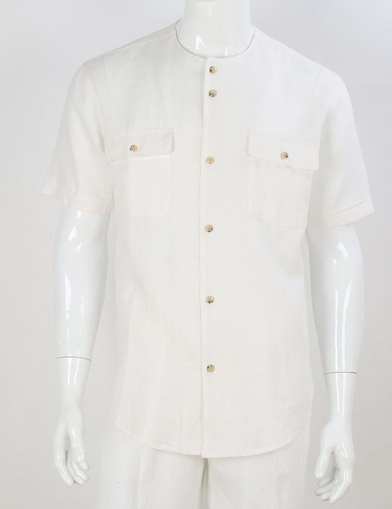Short Sleeve Linen Casual Shirt ...