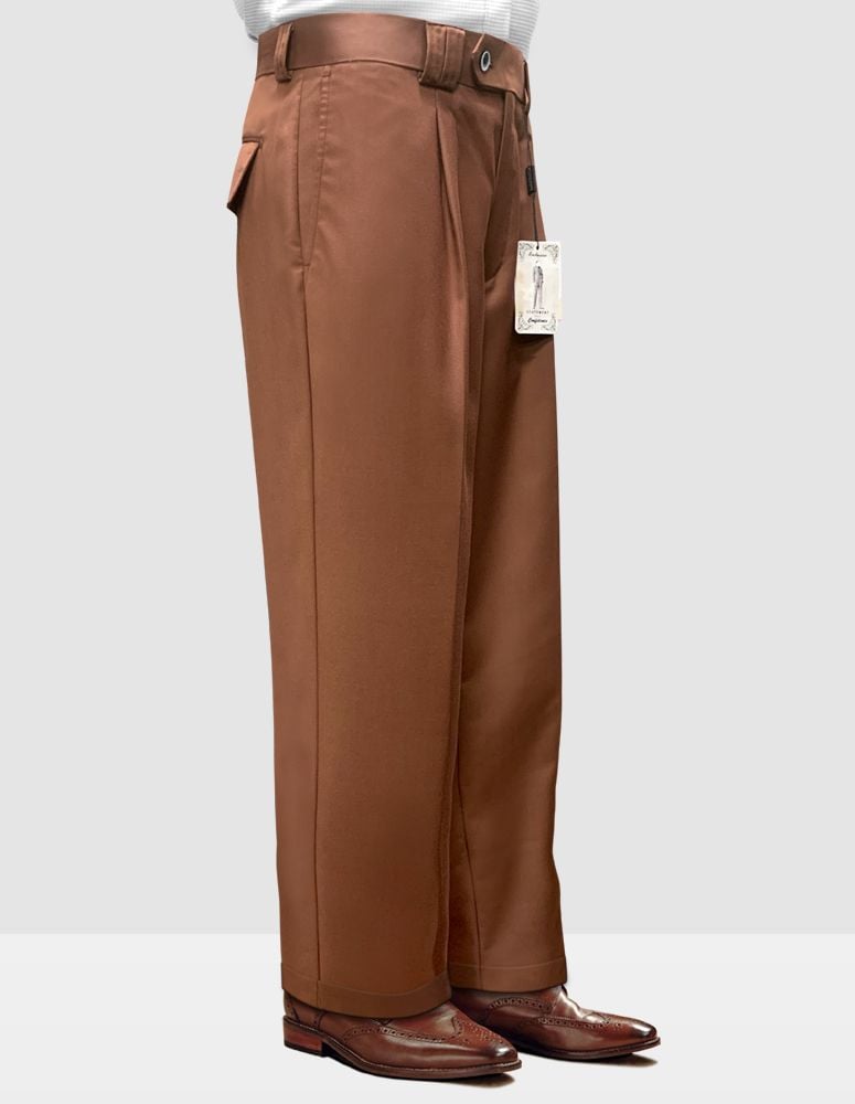 Men's Pleated Wool Flannel Trouser in Dark Brown Melange | Sunspel