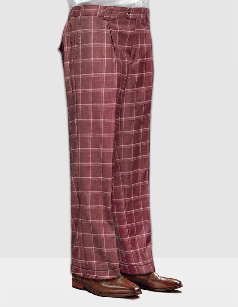 Statement Men's 100% Wool Pant - Wide Leg Plaid Slacks