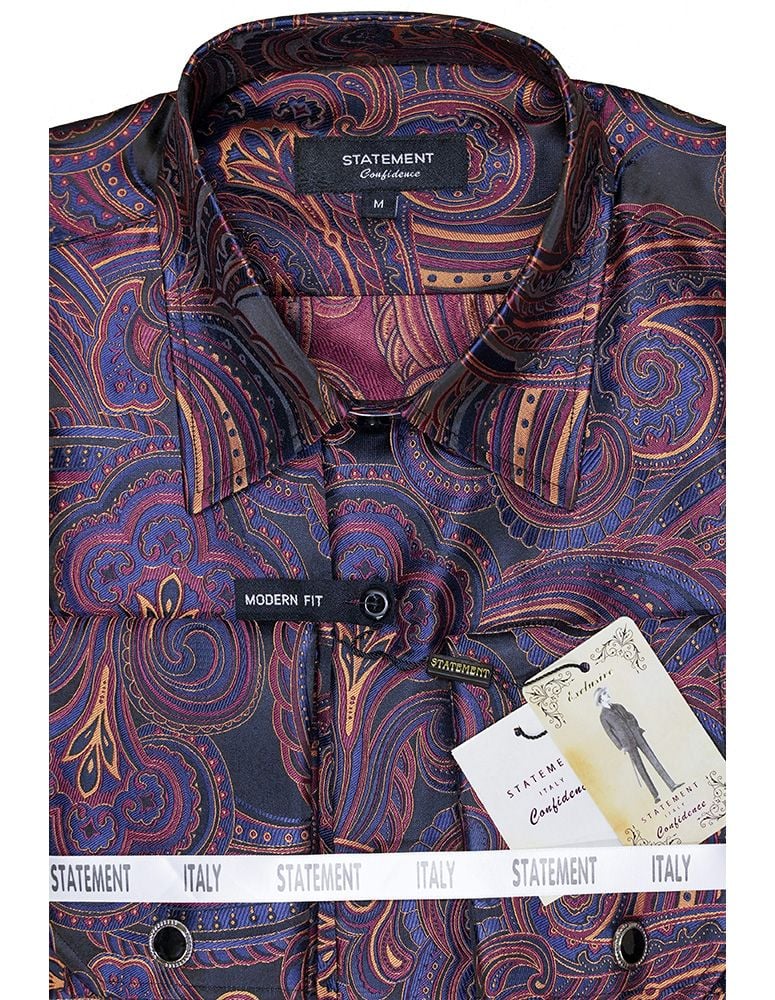 Statement Men's Outlet Long Sleeve Woven Shirt - Paisley Pattern