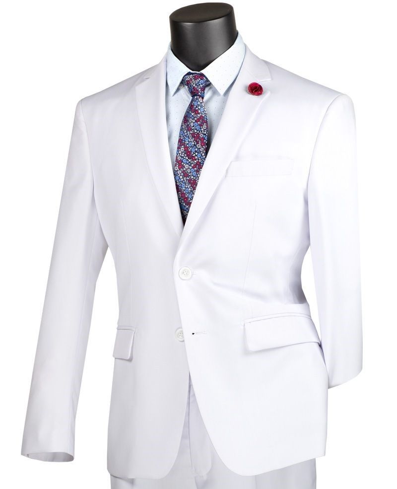 Men's White Printed Single-Breasted Slim-Fit Blazer