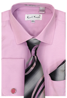 Karl Knox Men's French Cuff Shirt Set - Smooth Stripes