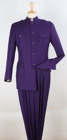 Apollo King Men's 2 Piece Nehru Style Suit - Fashion Pockets