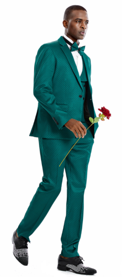 Tazio Men's Outlet 4 Piece Skinny Fit Suit - Bright Polka Dot