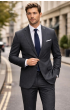 Dark Grey Suit Subtle Texture Solid Suits for Men
