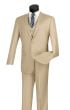 Vinci Men's 3 Piece Slim Fit Executive Style Suit - with Flat Front Pants