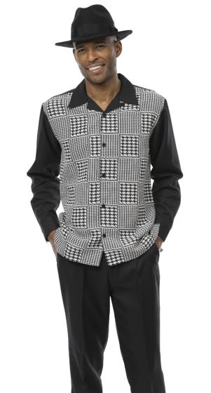 Black Montique Men's Checker Houndstooth Walking Suit