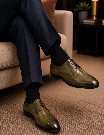 Statement Men's Premium Leather Dress Shoe - Plain Toe Derby