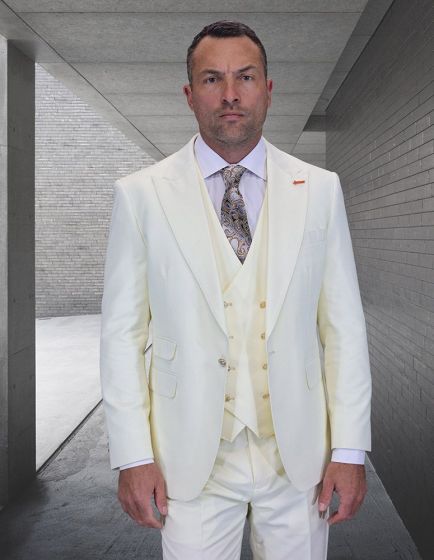 Statement Men's Outlet 3 Piece 100% Wool Fashion Suit - Bold Colors
