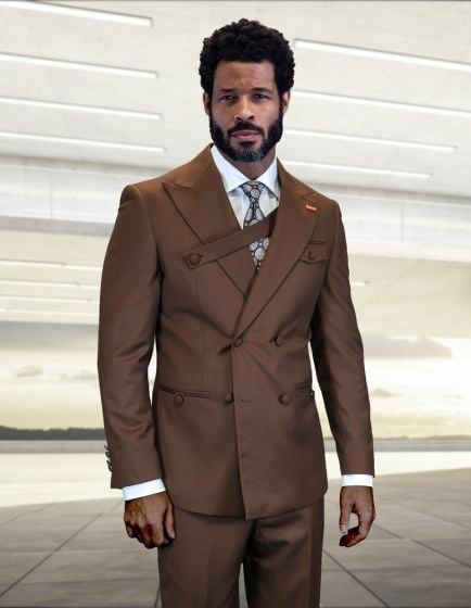 Copper High Fashion Men's Wool Double Breasted Suit