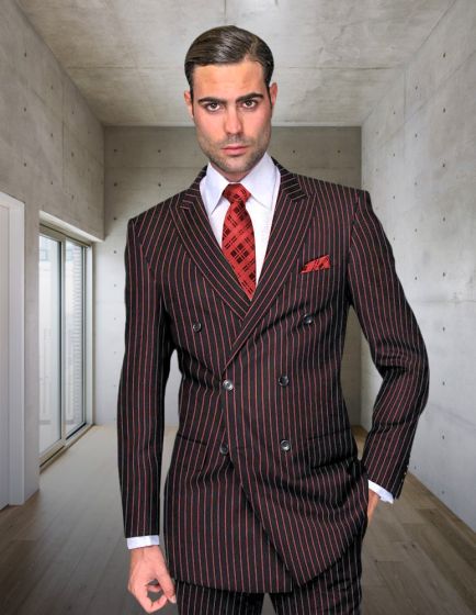 Red Suits Mens Double Breasted Wool Suits