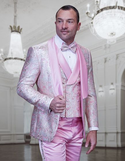 Statement Men's 3 Piece Modern Fit Tuxedo - Tone on Tone