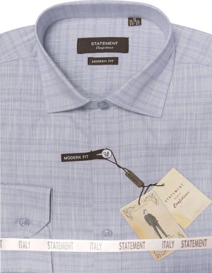 Statement Men's Long Sleeve 100% Cotton Shirt - Light Texture