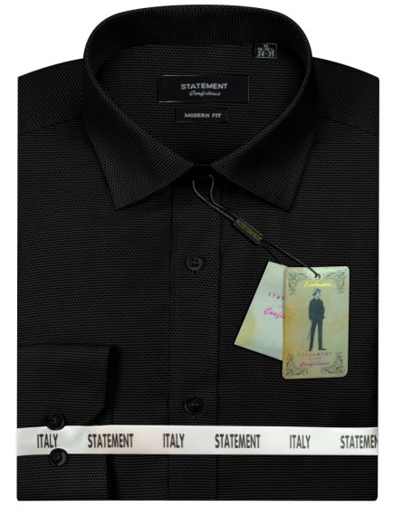 Statement Men's Long Sleeve 100% Cotton Shirt - Pin Dot