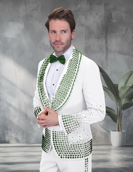 White/Green Tuxedo Mens Formal Wear Tuxedos for Men