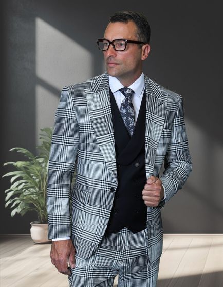 Black Suit Three Piece Suits Men's Suits Peak Lapel