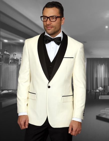 Statement Men's 3 Piece Wool Tuxedo - Stylish Accents