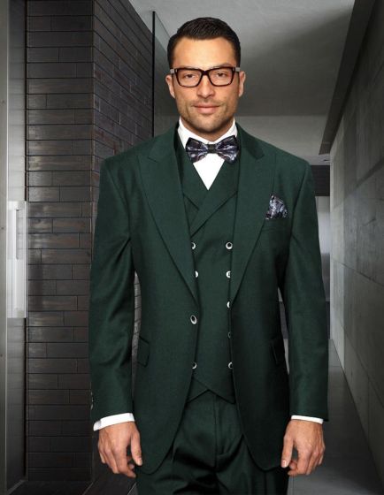 Statement Men's Outlet 100% Wool Suit - Unique Double Breasted Vest
