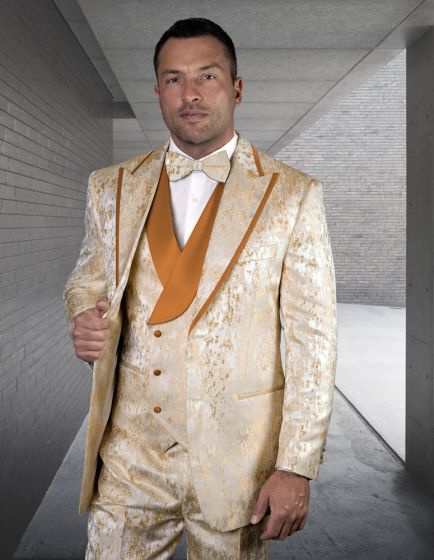 Statement Men's 3 Piece Wool Tuxedo - Floral Accents